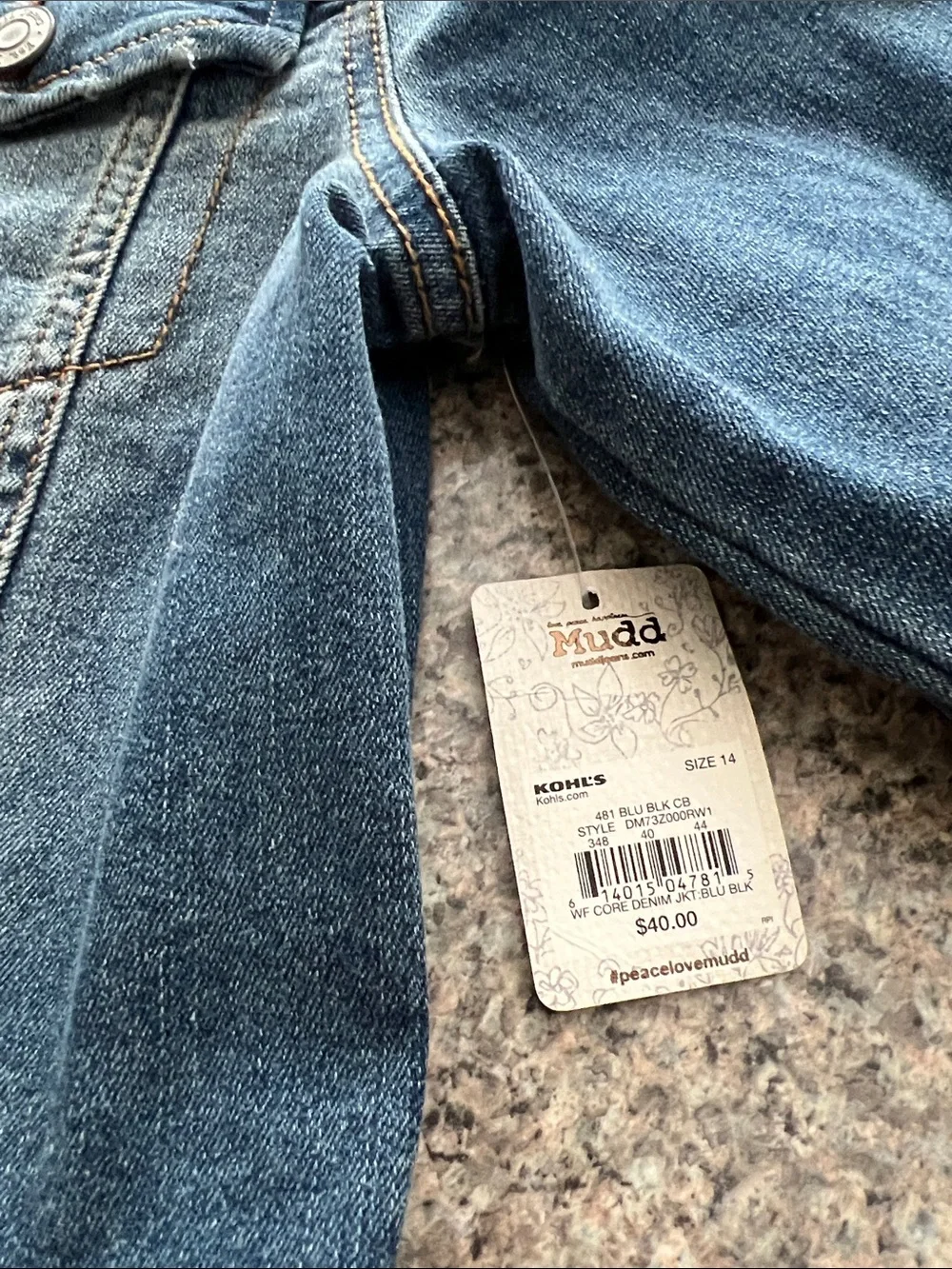 NWT Mudd Girls' Denim Jacket in Faded Blue Wash Size 14